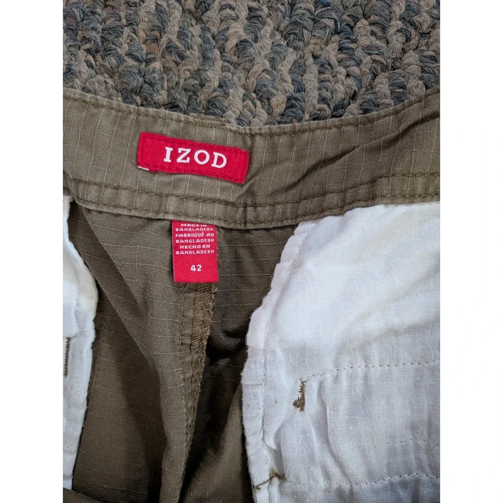 IZOD Mens Ripstop Cargo Shorts Olive Green Size 42 4538572 Casual Outdoor